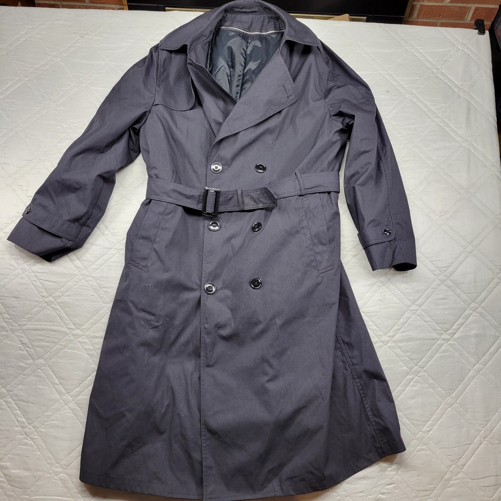Garrison Collection double-breasted black trench coat size 44L